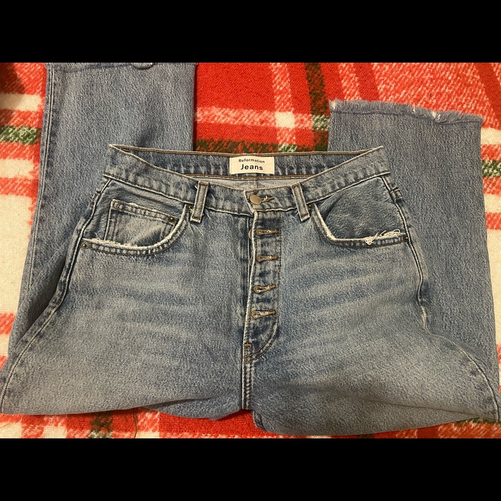 Reformation cynthia high waisted relaxed button fly